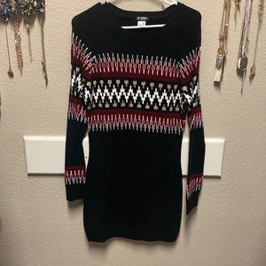 Black Sweater Dress with Red and gold detail